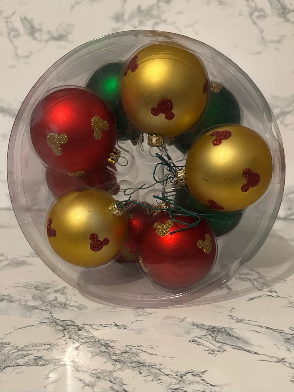 Disney Parks Mickey Mouse Glitter Round Christmas Ornaments - Picture 3 of 10